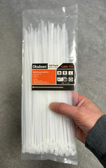 Oksdown 100 Pack White Cable Ties 250mm×3.6mm Strong Nylon Plastic Self Locking 10 inch/25 cm 1000 pcs Clear Long Zip Tie Wraps