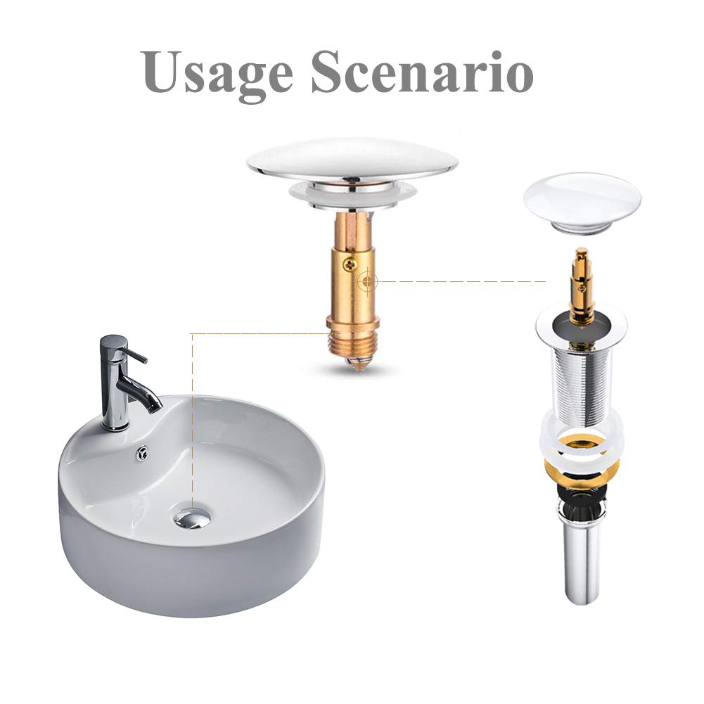 Basin Pop Up Click Clack Brass Plug Bolt, Replacement Screw for Most Sink Basin Drain Stopper (1pcs)