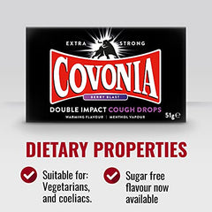 Covonia Double Impact Cough Drops Berry Blast 51g Extra Strong warming flavour and menthol vapour