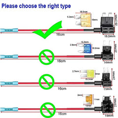 Gebildet 6pcs 12V 24V Standard Add-a-Circuit Fuse Tap with Heat Shrink Terminals, ATS Medium Piggy Back Blade Fuse Holder with Wire Harness, 6pcs Standard Fuse (5A/10A/15A) and Fuse Puller