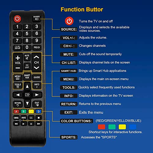 Universal Remote Control For Samsung Remote Control Tv, Remote Control Replacement With All For Samsung Tv Control Tvs.