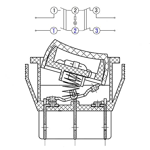 Heschen Rocker Switch ON-OFF DPDT 6 Terminals Green Light Illuminated 16A 250VAC 2Pack