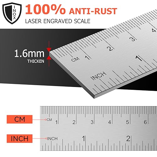 12inch/300mm Set Sqaure, Aluminum Alloy Adjustable Combination Square, Dual Scales, 30/45/60° Woodworking Ruler with Hook, Measuring Tool for Woodworking, Marking