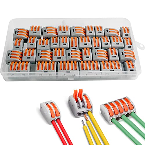 ZFYQ Wire Connectors, 35 Pieces of Cable Connector Terminal Blocks, with 2 Ports 15Pcs, 3 Ports 15Pcs, 5 Ports 5Pcs, for Solid, Stranded and Flexible Wires