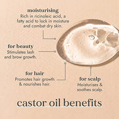 Fushi Organic Castor Oil 250ml Glass Bottle 100% Pure Cold & Fresh-Pressed For Dry Skin & Hair Growth, Eyelashes & Eyebrows Hexane Free Natural Food-grade Sustainably Sourced