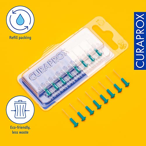 Curaprox CPS 06 Prime Refill Interdental Brushes, Turquoise, 8 Count - 8 x 0.6mm - 2.2mm Internal Toothbrushes.