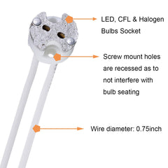 Xiatiaosann MR16 GU5.3 LED Holder Lamp Socket, 10Pcs Halogen Light Bulb Ceramic Connector Wire Adapter MR11 G4, Incandescent CFL Holder Base Plug Converter