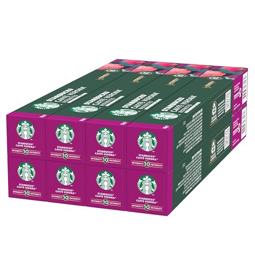 STARBUCKS Caffè Verona by Nespresso, Dark Roast, Coffee Capsules 8 x 10 (80 Capsules)