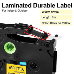 3X Upwinning Tze-631 Yellow Label Tape 12mm Compatible Brother Label Printer Tape 12mm Yellow AZe631 TZe631 AZe-631, Replace Brother P-Touch Yellow Tape for PT-H110 PT-P300BT H101C E110 H105 H200 D210