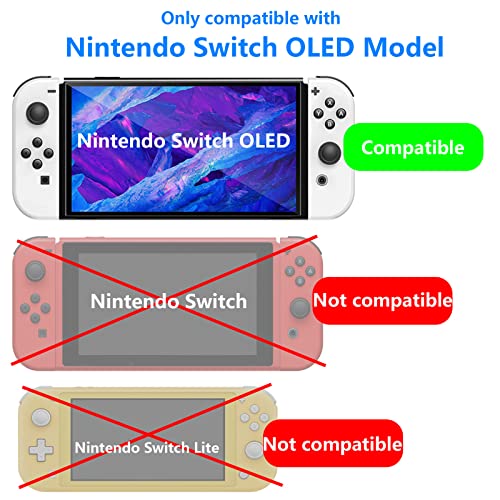 Lusee 4 Pack Screen Protector compatible with Nintendo Switch OLED Model 2021 7'' Tempered Glass with Install Frame Tool [Full Coverage] [Anti Scratch] [without Air Bubbles] [HD Clear]