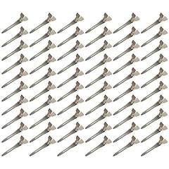 Beayuer 60 Pieces Duck Bill Hair Clips, 1.75 Inch Rustproof Metal Alligator Curl Clips with Holes for Hair Styling, Hair Coloring, Thick Hair Sectioning, Salon, Bows DIY, Silver (60Pcs, 1.75in Silver)