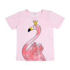 Toddler Girls Pyjamas Set Short Sleeve Cotton Pajamas Pjs Nightwear Cute Flamingo Print Kids Sleepwear Tops Shirts & Pants Children Outfit Age 2-8 Years