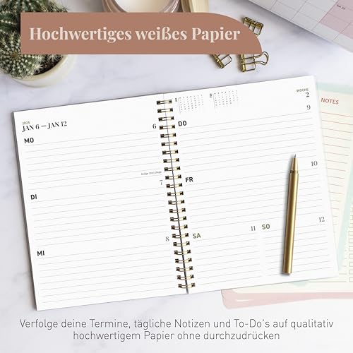 Rileys Planner 2024-2025 Academic Year, 18-Month Academic Weekly Planner - Academic Weekly & Monthly Agenda Planner, Flexible Cover, Notes Pages, Twin-Wire Binding, 20 x 15 cm (Green, German)