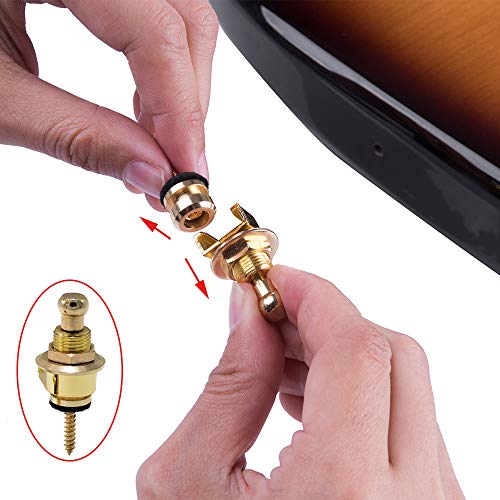 Rayzm Guitar Strap Locks Set, Security Strap Lock System for Acoustic/Electric/Bass Guitar, Quick Release Mechanism, Golden Metal Strap-lock Buttons with a Wrench