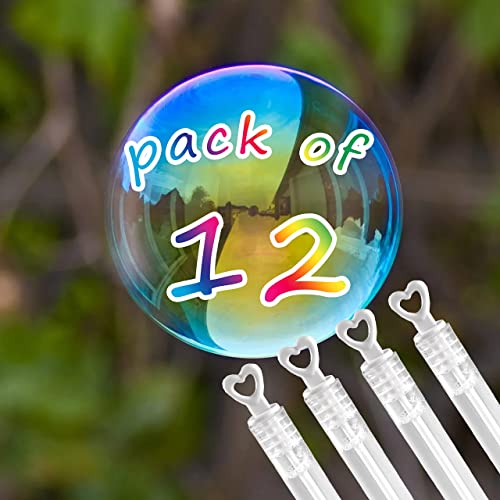 12 Mini Heart Bubble Tubes With 4ml Bubble Liquid Solution and Blow Wands, Weddings favours, Parties, Celebrations, Children’s Birthday Party Bag Fillers, Kids Toys (White Heart 12 Pack)