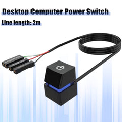 Desktop Switch Desktop Computer Power Switch External Remote Start PC Motherboard Power On Off Switch Button Extension Cable(Shell: black, light: color gradient)