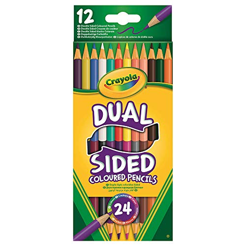 CRAYOLA Dual-Sided Colouring Pencils - Assorted Colours (Pack of 12), Half the Pencil, Twice the Colouring Fun! Ideal for Kids Aged 3and