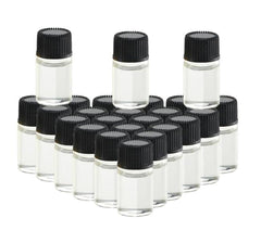 24Pcs 2ml Clear Glass Essential Oil Bottle Empty Refillable Mini Glass Sample Bottle Container Vials with Orifice Reducer and Screw Cap for Oils Perfume Aromatherapy Lab Chemicals