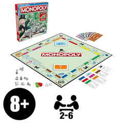 Monopoly Board Game, Family Time Games for Adults and Children, 2 to 6 Players, Strategy Fun for Kids, for Ages 8 and Up