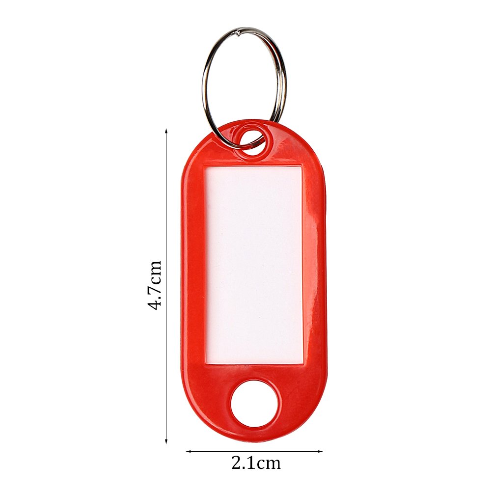 Pengxiaomei 100pcs Key Tags, Plastic Keyring Tags with Ring 10 Colors ID Label Tag Luggage Id Labels Name Tags Id Tags Key Rings