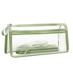 hoinya Clear Pencil Case, Exam Pencil Case Bag Transparent Pencil Case Waterproof PVC Zippered Toiletries Storage Pouch, Travel Luggage Pouch Make up Cosmetic Bag, Green