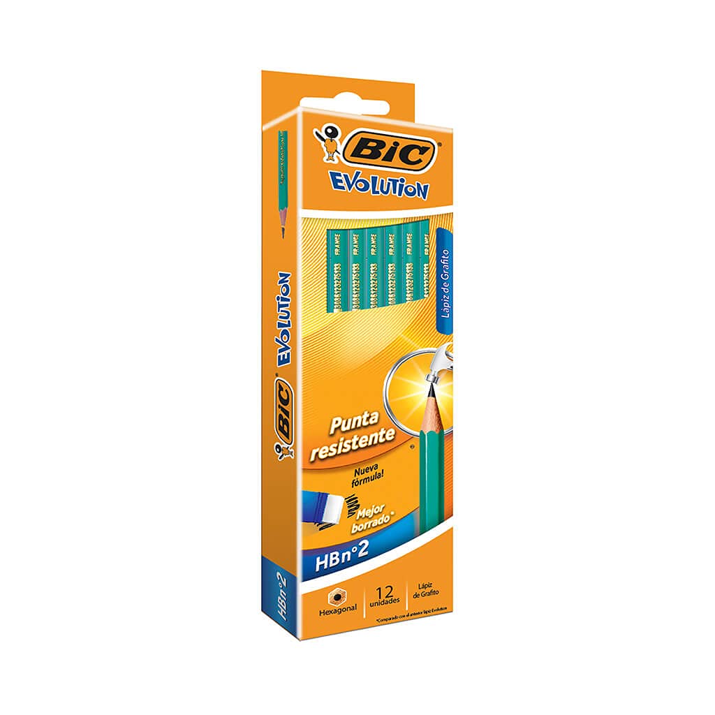 BIC Ecolutions Evolution 655 HB Pencil with Eraser (Pack of 12), Green