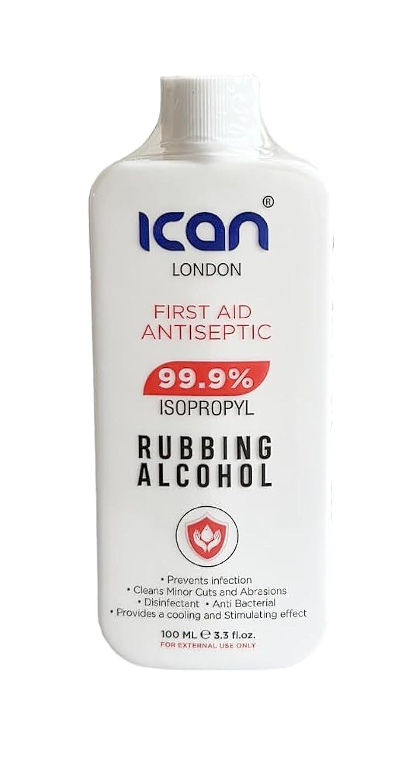 ican london isopropyl rubbing Alcohol 99.9% First aid Antiseptic Disinfectant 100ml