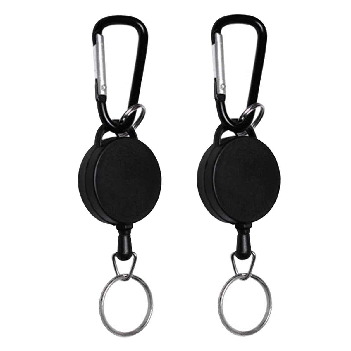 Retractable Badge Reels, Retractable Keyring Extendable Key Chain Heavy Duty Key Lanyard Belt Clip Badge Holder Pull Reel Black(2 Pack)