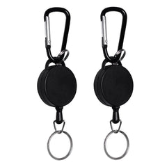 Retractable Badge Reels, Retractable Keyring Extendable Key Chain Heavy Duty Key Lanyard Belt Clip Badge Holder Pull Reel Black(2 Pack)