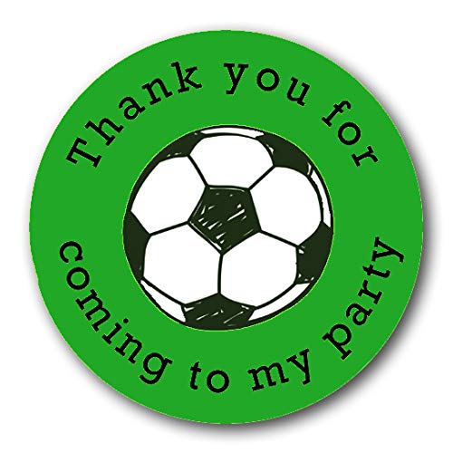 PartiKraft - 40mm Football Thank You For Coming To My Party Round Stickers for Party Bags & Sweet Cones (48 x Stickers)