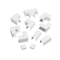 D-Line 16x16mm Trunking Accessory Multipack, Join Multiple Lengths of D-Line 16x16mm Trunking, 11-Piece Accessory Multipack - White