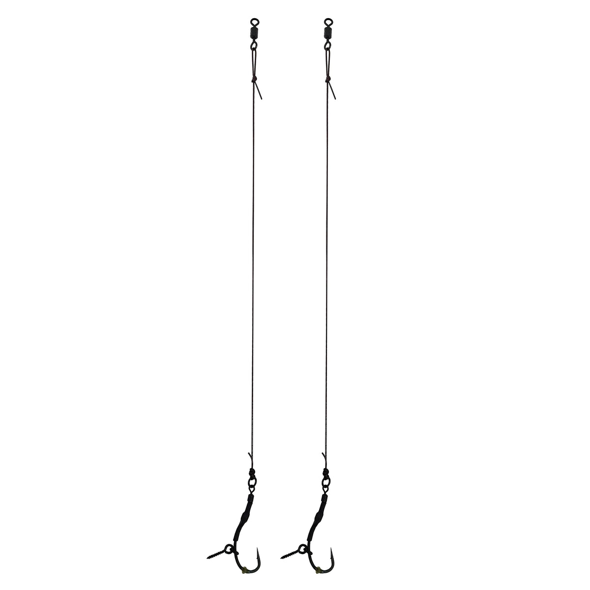 Carp On - 2 x SPINNER READY RIGS Size 8 - Carbon Hooks / 25lb Braid/Swivel & Flexi Ring/Bait Screw & Bell Cap Bead (Micro Barbed, 2 Rigs - Size 8 Hook) [37-3906-8]