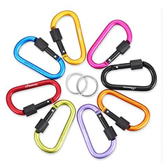 BEEWAY Locking Carabiner, 8 Pack Premium Aluminum Alloy D-Ring Carabiners Key Chain Clip Hook for Camping, Hiking, Traveling, Fishing, Backpack