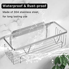 Kegii Shower Caddy Organiser with Soap Holder, Shower Shelf No Drilling, Adhesive Shower Storage Kitchen Rack, Bathroom Shower Accessories Tidy, Stainless Steel, Silver, 3 Pack