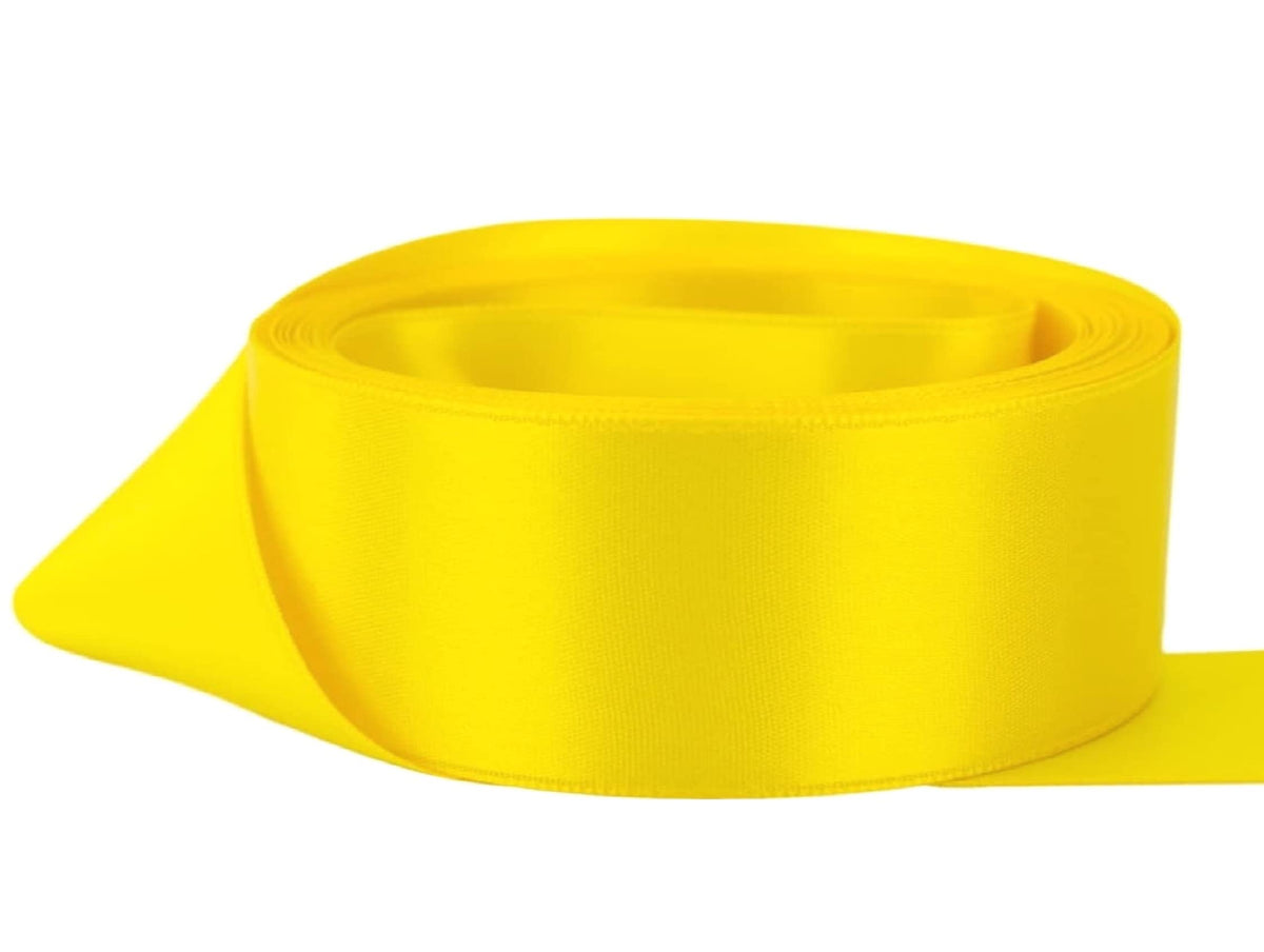 Double Sided Satin Ribbon Size 15mm x 10 Meters, Many Colours, Wedding Favours Decorative Easter Christmas (Yellow)