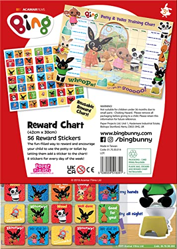 Paper Projects 01.70.30.014 Bing Potty & Training Reward Chart and Reusable Stickers, 29.7cm x 42cm