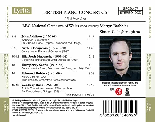 John Addison, Arthur Benjamin, Elizabeth Maconchy, Humphrey Searle, Edmund Rubbra: British Piano Concertos