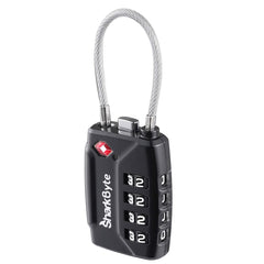 SharkByte TSA Suitcase Locks - 4-Dial Security Travel Combination Padlock, Flexible Cable Travel Lock for Suitcases Luggage Case Travel Bag Gym Locker Code Small Padlock (Pack of 1)