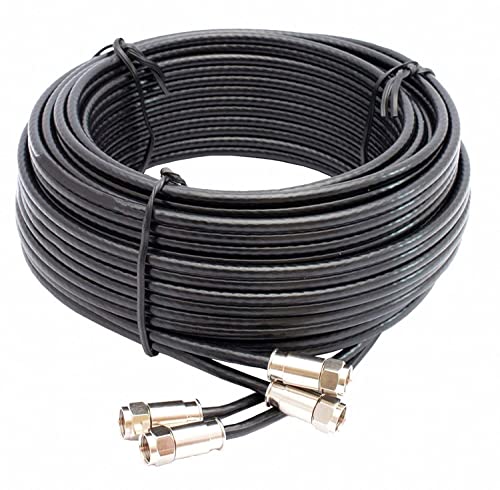 SSL Satellites 10 m Twin Satellite Shotgun Cable Extension Kit with Premium Fitted Compression F Connectors for Sky q HD and Freesat - Black (10M, BLACK)