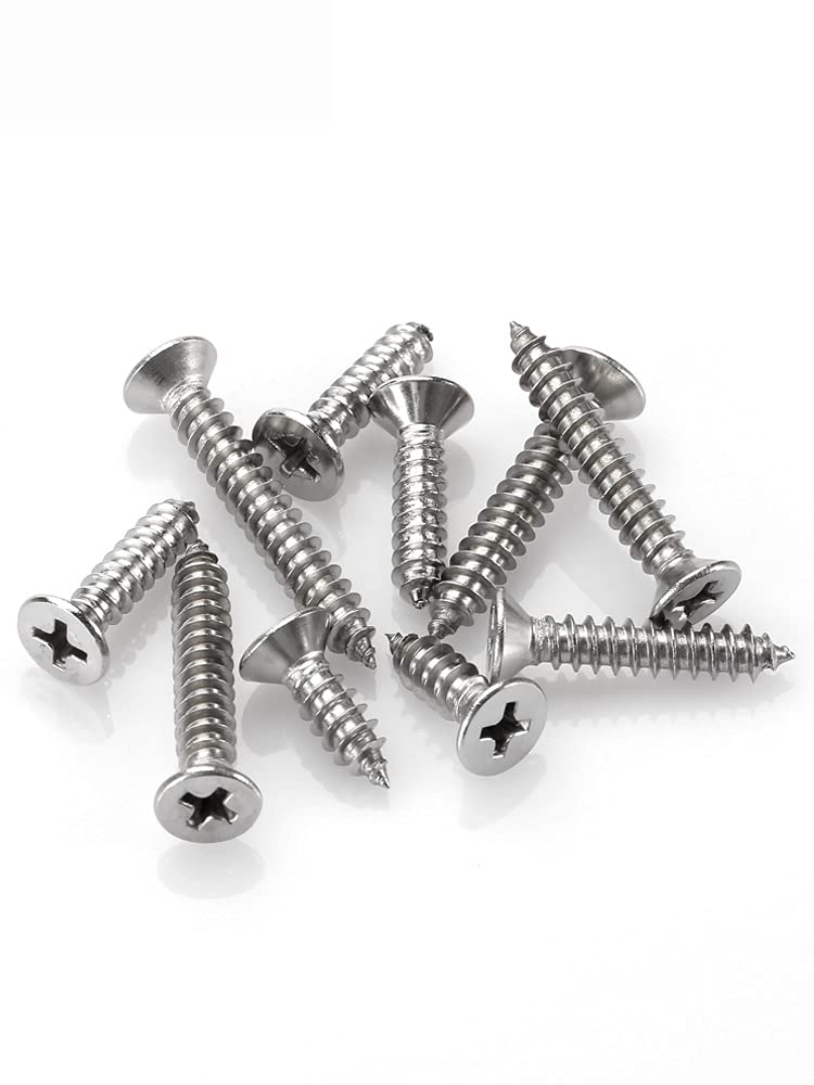 M5 Stainless Steel Self Tapping Screws,50pcs Phillips Flat Head Wood Srews DIY Woodworking Screws with Box (M5 X 12 50 PCS)