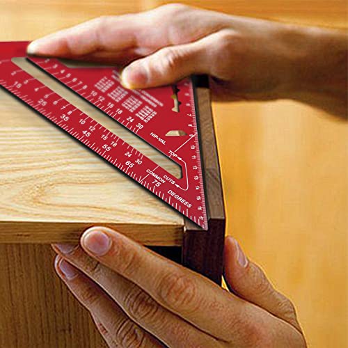 Senbaler 7 inch Carpenters Speed Square Metric,Roofing Rafter Square,Thickened Aluminum Alloy Triangle Ruler Protractor,Layout Tool Kit for Builders Joiners