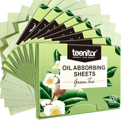 Teenitor Oil Blotting Sheets, 100 Sheets Green Tea Oil Absorbing Tissues Paper, Large 10cmx7cm Oil Blotters, Oil Blotting Paper