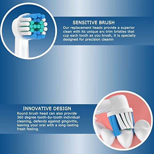 Cokfais Toothbrush Head Compatible with Braun Oral b Electric Toothbrush, Pack of 16 Sensitive Replacement Brush Heads for Oral-b Pro Smart Vitality Genius Triumph Teen Kids (WhiteandBlack)