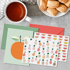 Blank Cards with Envelopes - 24 Fruity Blank Note Cards with Envelopes – Six Different Assorted Cards with Gold Foil for All Occasions! Blank Notecards and Envelopes Stationary Set for Personalized