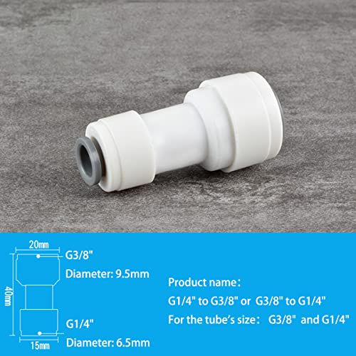 Qrity Unthreaded Push-fit Quick Connect Fittings 1/4 inches to 1/4 inches, 1/4 inches to 3/8 inches, Straight Push Connectors, Push to Connect Fittings, Water Tube Adapter