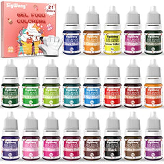 Gel Food Colouring Set - 21 Colors Tasteless Gel Based Food Color Dye, Vibrant Edible Icing Color for Cake Cookie Decorating, Baking, Fondant, Frosting, Easter Eggs, with Gloves (6g/Bottle) - Vegan