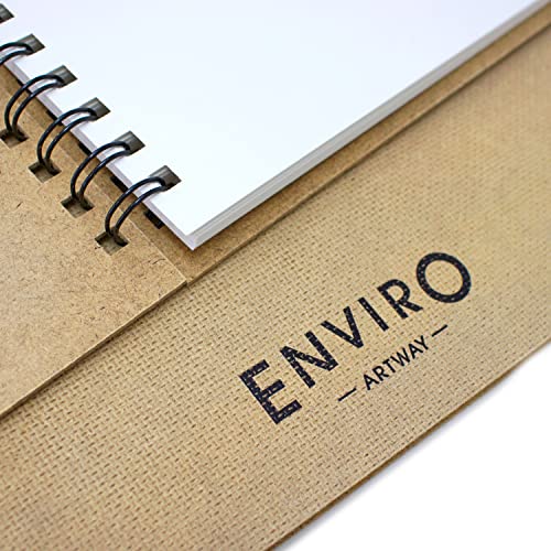 Artway Enviro Spiral Bound A5 Sketchbook - Landscape - 70 Sides (35 Sheets) of 100% Recycled 170gsm Cartridge Paper