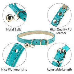 Yorgewd 6 Pack Leather Cat Collars with Removable Bell Polished Durable Metal Buckle Soft and Adjustable for Cats Puppy Small Medium Dogs