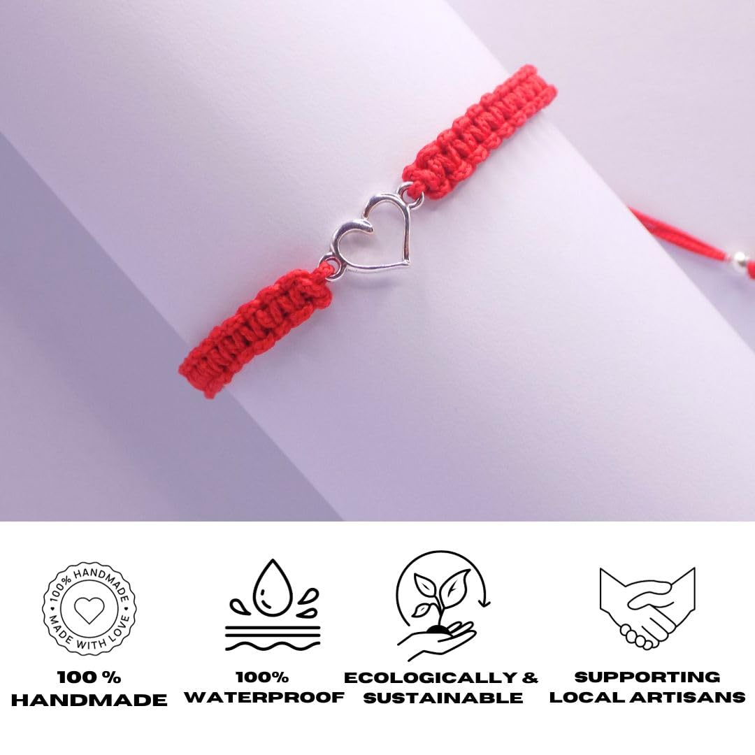 Storela Handmade Silver Plated bracelet for Men & Women Adjustable & Heart bracelet Ideal for a Friendship Bracelet, Anniversary, Festival Accessories & Family Gift (Heart Bracelet)