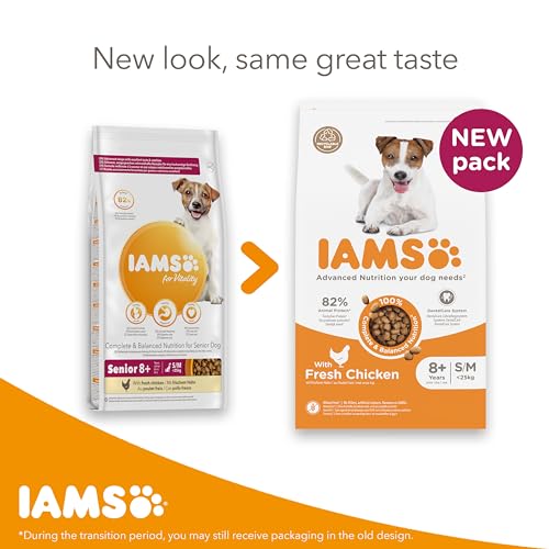 IAMS Complete Dry Dog Food for Senior 7and Small and Medium Breeds with Chicken 800 g